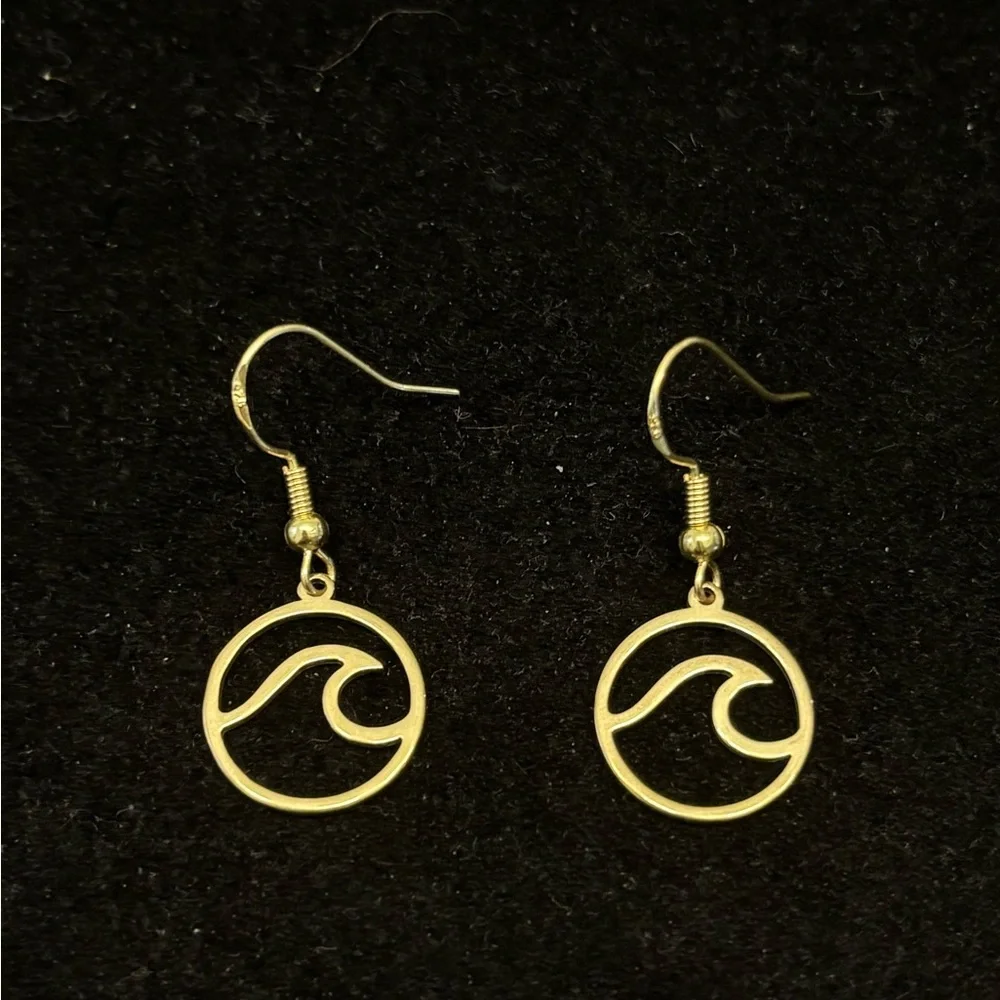 Gold Ocean Wave Dangle Earrings